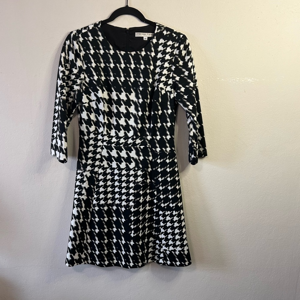 Trina Turk Fit and Flare Houndstooth Print Dress